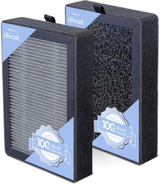 LEVOIT LV-H128 Air Purifier Replacement Filter, Genuine LV-H128-RF Air Filters, Capture Dust Smoke Pollen, Activated Carbon, 3-Stage Filtration System, 2 Piece Set, 1 Pack