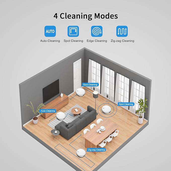 MAMNV Robot Vacuum and Mop,2 in 1 for Carpet & Hard Floor,Robotic Vacuum Cleaner with Alexa/Voice/App,Powerful & Quiet for Pet Hair,Slim 2.87",Self-Charging & Zigzag Path Cleaning