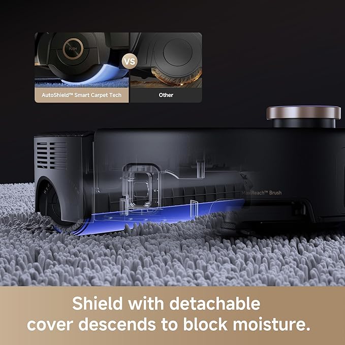 Mova Z60 Ultra Roller Complete Robot Vacuum and Mop, 28,000Pa Suction, 3.14in Obstacle Crossing, AutoShield for Carpet Protection, Zero Tangling Duobrush, Extendable Roller & Side Brush