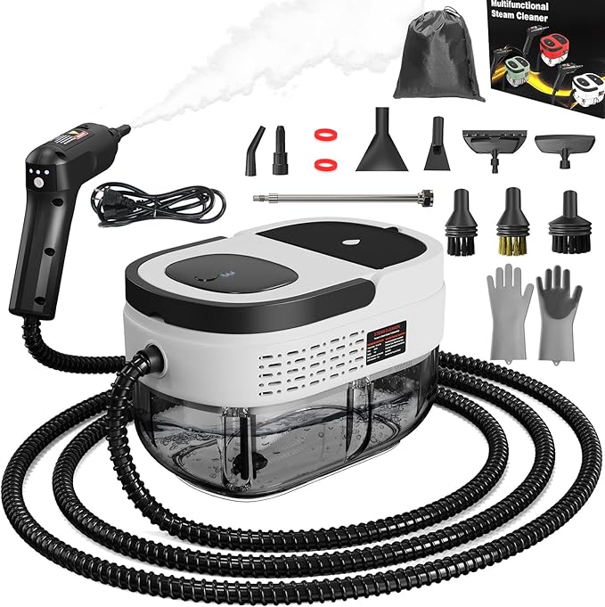 Handheld Steam Cleaner for Home, 2500W High Pressure Steam Cleaner for Car Detailing, 3 Steam Levels, 1600Ml Tank, High Heat Steamer for Bed Bugs, Couch, Furniture, Kitchen, Bathroom, Floors