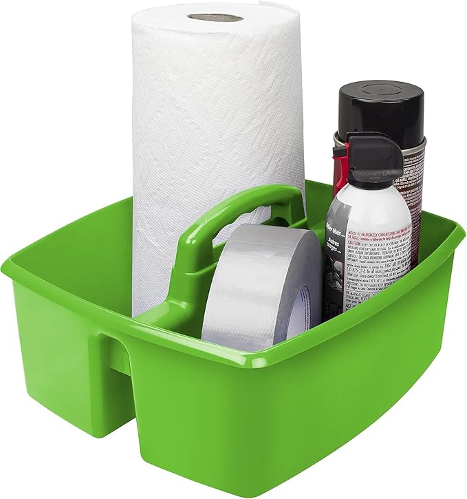 Storex 2-Compartment Large Caddy – Multipurpose Classroom Organizer with Handle, Assorted Colors, 6-Pack (00948E06C)