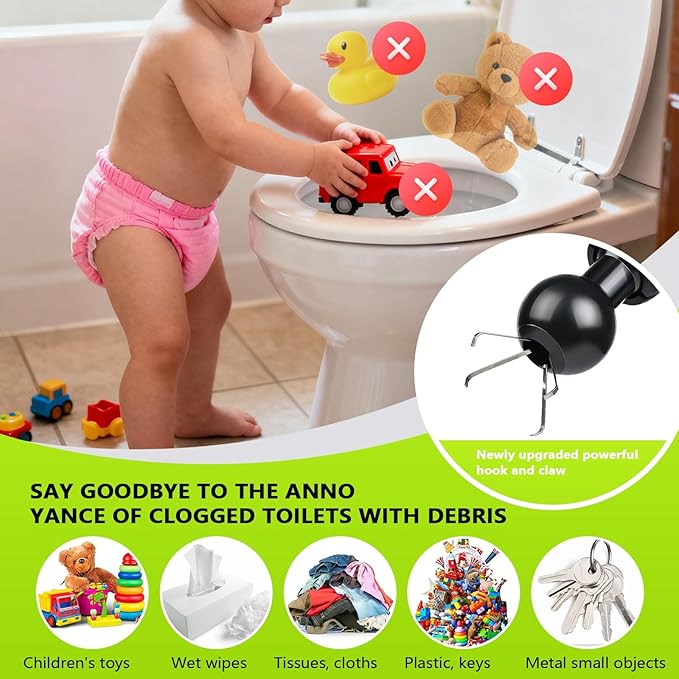Toilet Drain Cleaner & Drain Snake - Toilet Drainage, Equipped with Flexible Grabbing Claw, Special Tool for Quick Cleaning, Reusable Bathroom Drain Cleaner, Prevents Damage to Inner Walls