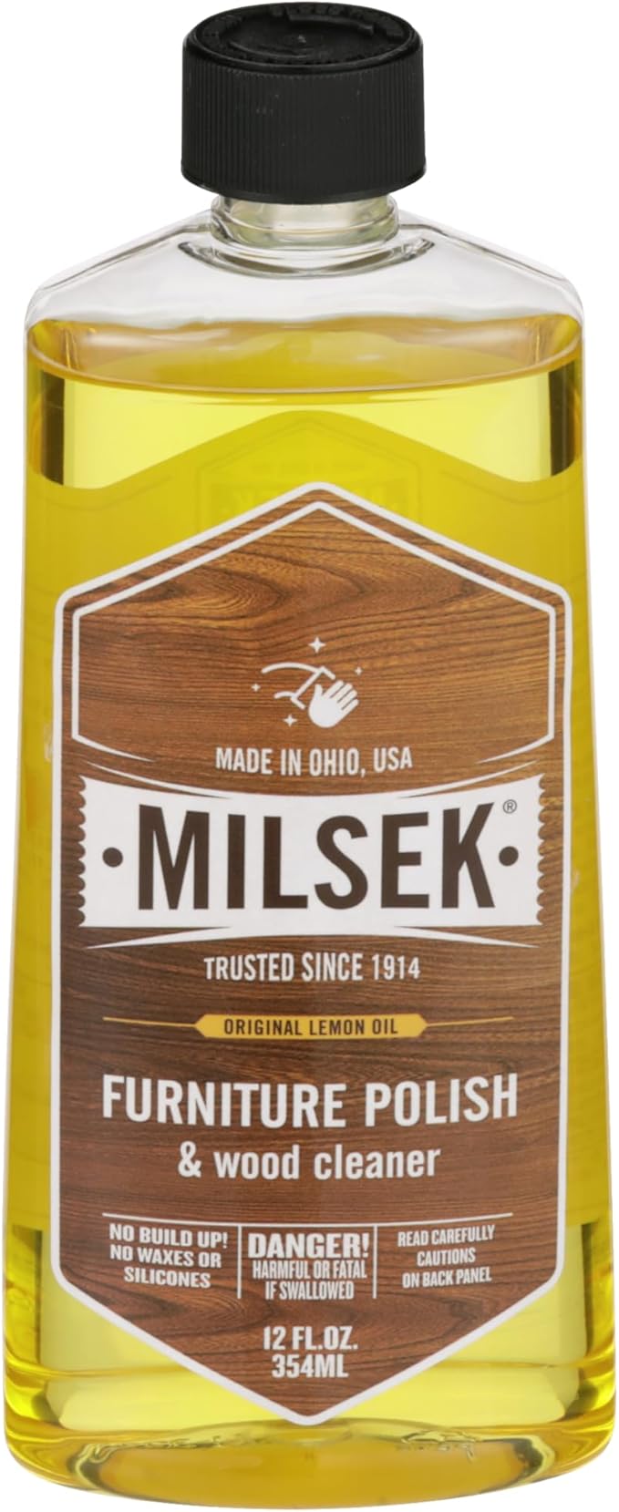 Milsek Furniture Polish, Lemon Oil Furniture Cleaner and Polish Cloth, 12 fl oz