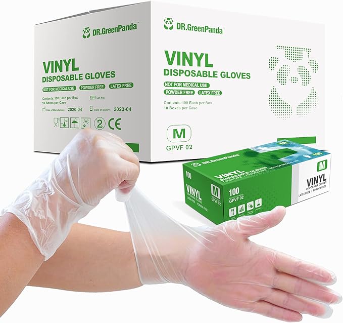Clear Vinyl Gloves Latex Free & Powder Free - Food Safe Disposable Gloves for Cooking Cleaning - Comfort Fit
