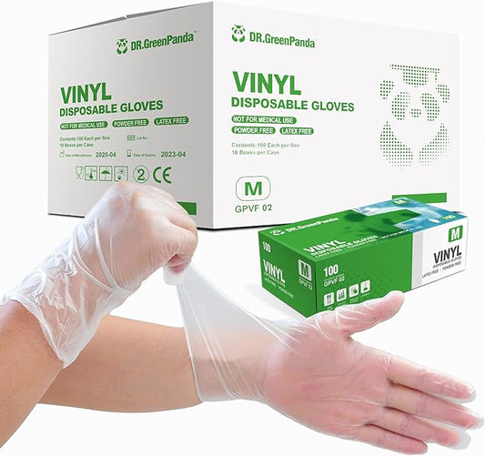 Clear Vinyl Gloves Latex Free & Powder Free - Food Safe Disposable Gloves for Cooking Cleaning - Comfort Fit