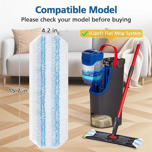 10 Pack H2prO Mop Pads Compatible with O Ceda H2PrO Flat Mo p System, 100% Microfiber Mop Head Replacements, Washable and Reusable, White