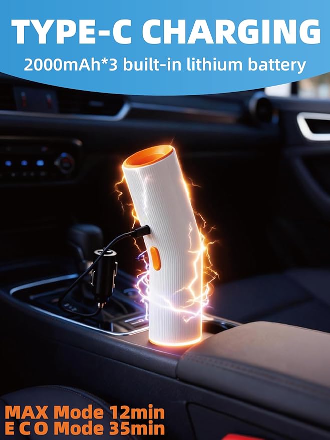 Cordless Car Vacuum, 4 in 1 Portable Mini Handheld Vacuum Cleaner with 15000pa Suction Power, 2 Suction Modes & Multi-Nozzles for Car Home Office Pet, White