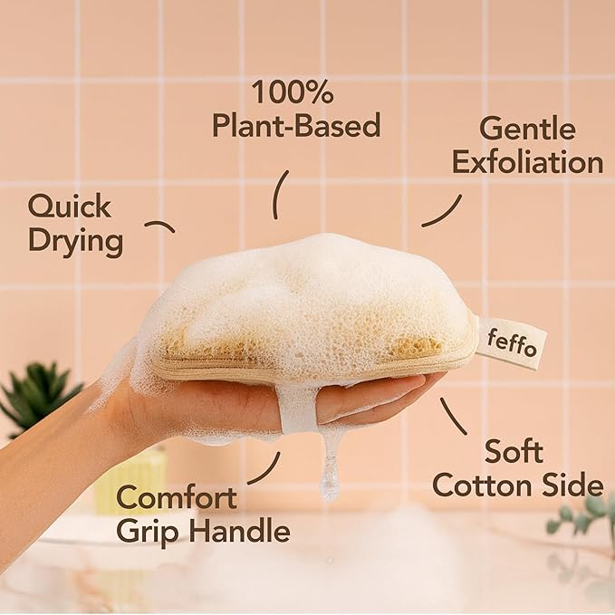 Loofah Sponge for Body Scrub, Exfoliating Body Scrubber & Shower Sponge Shower Scrubber, Loofah for Women and Men, Exfoliating Washcloth Alternative (2 Count, 1 Pack, Rectangular)