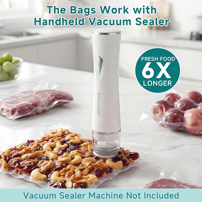 Reusable Vacuum Sealer Bags for Food – 30 BPA-Free Small (8.66in × 8.26in) Food Storage Bags, Freezer Microwave Safe, Odor-Resistant, Leak-Proof – Compatible with Handheld Vacuum Sealers | BPA Free Material