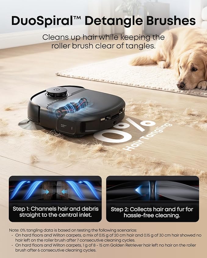 eufy Robot Vacuum C28, HydroJet™ Self-Cleaning Roller Mop, DuoSpiral™ Detangle Brush, 15,000 Pa Turbo High Suction, 5-in-1 Robot Vacuum and AI Obstacle Avoidance