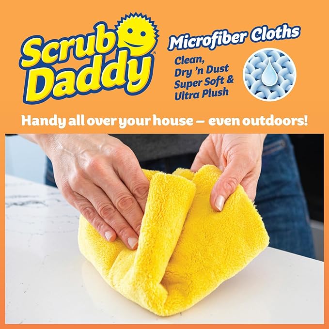 Scrub Daddy Cleaning Supplies Kit - Cif Floral Bundle - Includes Scrub Mommy Dish Sponges, Microfiber Towels, Kitchen Sink Caddy & Cif Cream All Purpose Cleaner, Pink Lilly (9 Count)