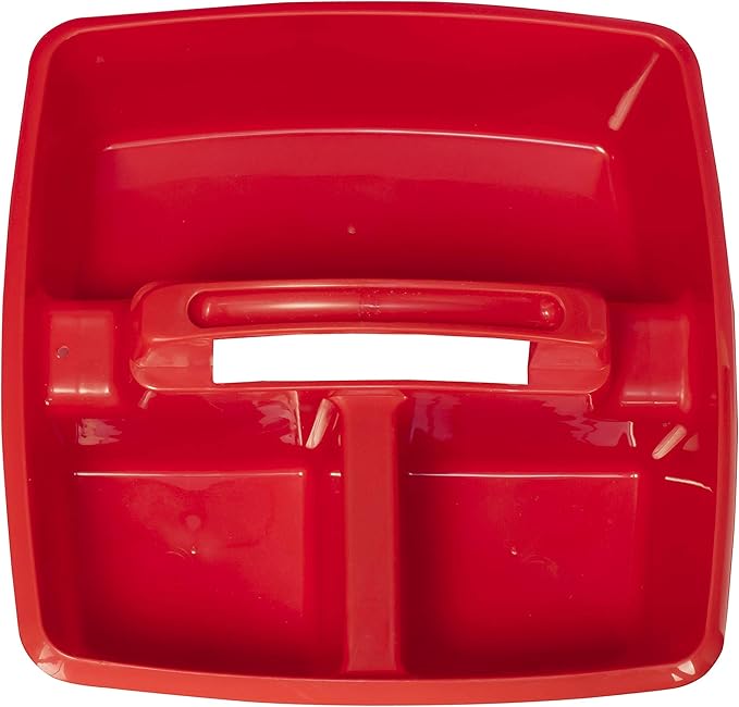 Storex 3-Compartment Small Caddy – Multipurpose Classroom Organizer with Handle, Red, 5-Pack (00949U06C)