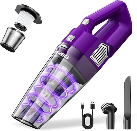 Handheld Vacuum Cordless, 15000PA Powerful Suction Car Vacuum Cleaner Lightweight with Multi Accessories, Hand held Vacuum Cleaner Dust Busters Cordless Rechargeable for Car Home
