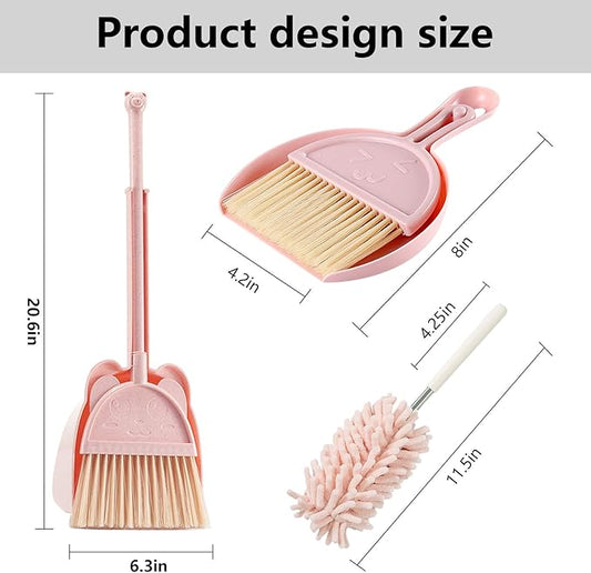 Kalolary 5 Pcs Mini Broom and Dustpan Set, Mini Broom with Dustpan for Home, Little Broom Dustpan Set with Extendable Duster for Cleaning for Office Home Table Desk Key Board