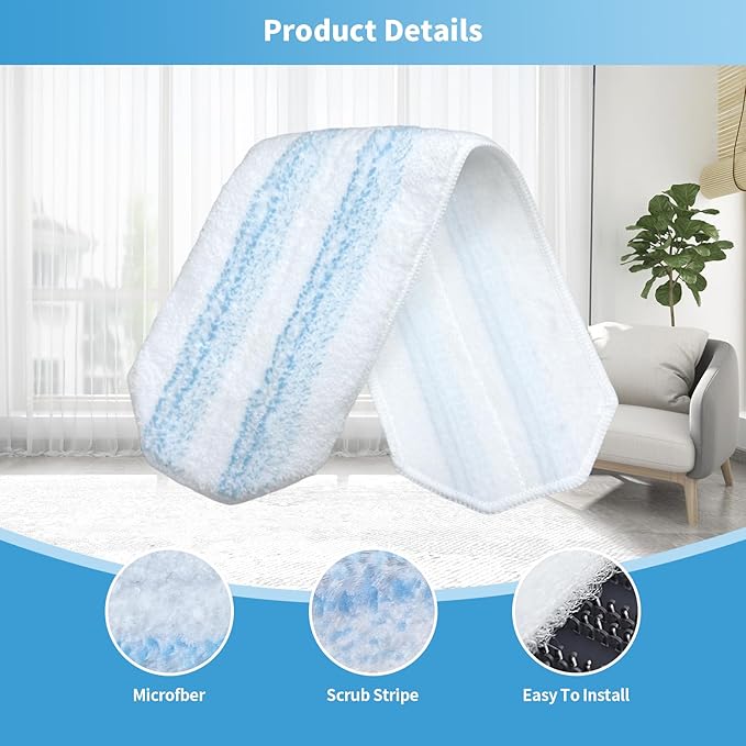 15 Pack Microfiber Mop Pads for O-Cedar H2prO Flat Mop System, Washable and Reusable Mop Replacement Heads for Floor Deep Cleaning, Mop Pad Refills for Wet Dry Floor