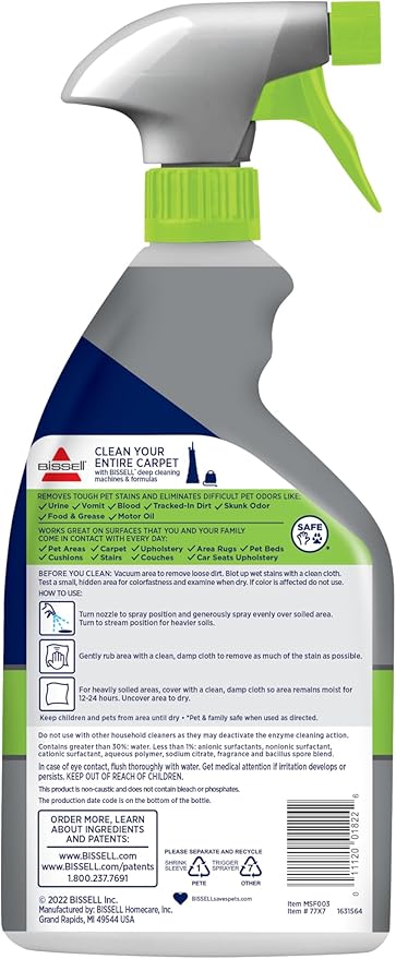 Bissell Pet Pro Stain and Odor Eliminator with Enzyme Action, 77X7F, 2 Count (Pack of 2)