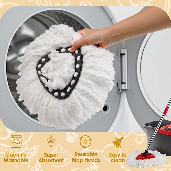 10 Pack Mop Replacement Heads, 100% Microfiber Spin Mop Refills Fits Triangle Mop Replace Head EasyWring 1-Tank System, 360 Degree Mop Head Replacement for Easy Cleaning Floor Mopping