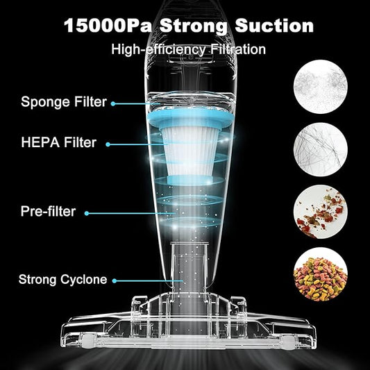 Intercleaner Corded Vacuum Cleaner, 15KPa Powerful Suction with 400W Motor, 12 in 1 Lightweight Bagless Stick Vac with Handheld, Ultra Quiet, for Hardwood Floor Carpet Car Pet Hair