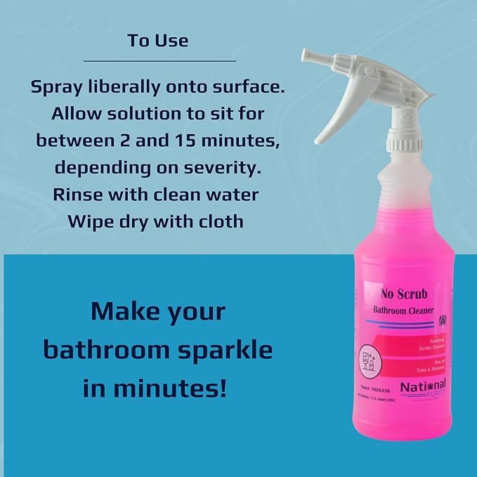 No Scrub Bathroom Cleaner Spray, Powerful Bathroom Cleaner, 32 oz