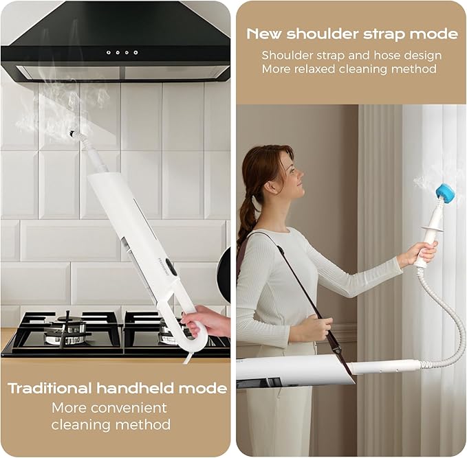 Steam Mop All-in-one for Floor Cleaning, MultiPurpose Steam Cleaner for Home with 13 Accessories, Detachable Handheld Floor Steamer with Scent Container and strap for Hardwood,Tiles & Carpet（White）