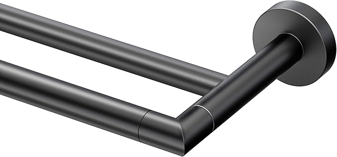 Gatco 4634MX Glam Double Towel Bar, Matte Black, 24 Inch, Double Bar