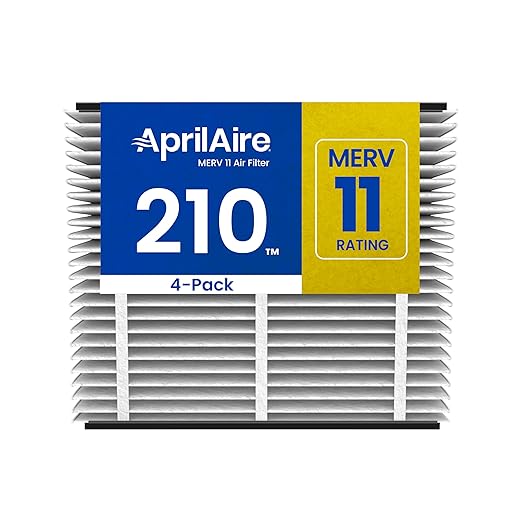 AprilAire 210 Replacement Filter for AprilAire Whole House Air Purifiers - MERV 11, Clean Air & Dust, 20x25x4 Air Filter (Pack of 4)
