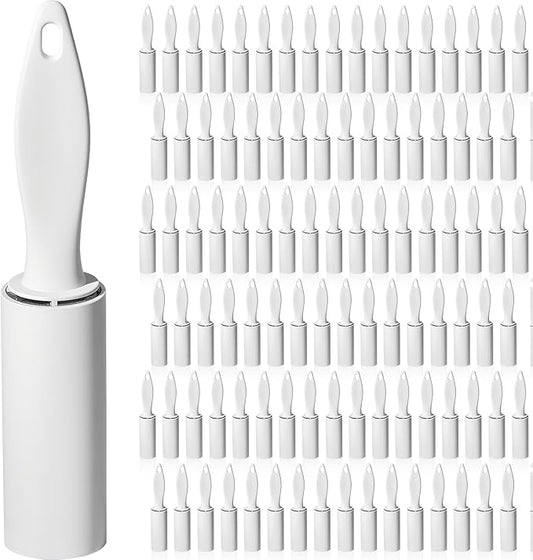 Hushee 100 Pack Mini Lint Rollers 3000 Sheets Travel Size Lint Roller Small Portable Remover for Couch Furniture Clothes Cat Hair Removal 5.9 x 1.1 Inches (White)