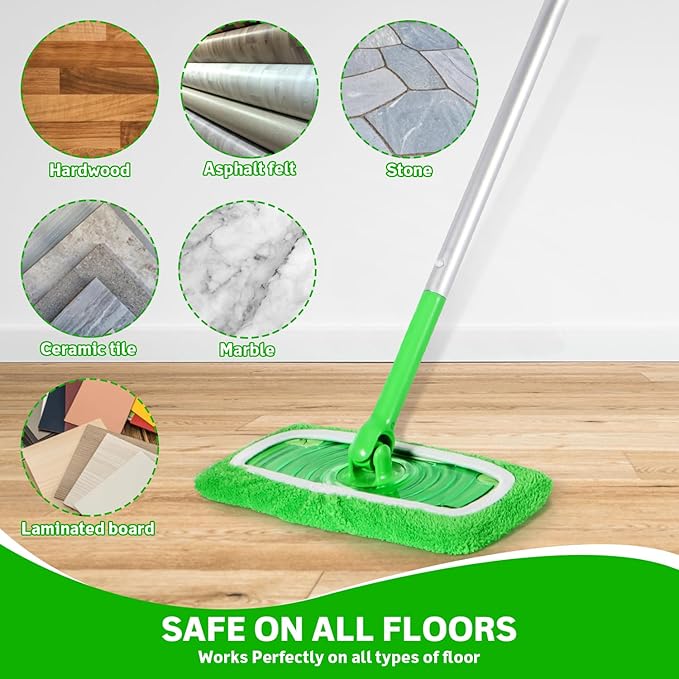 6 Pcs Reusable Microfiber Mop Pads Compatible with Swiffer Sweeper, Dry Sweeping Cloths & Wet Mopping Cloths, Washable Pads for Surface/Hardwood Floor Cleaning (Mop is Not Included)