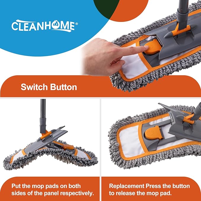 Microfiber Mop Pads 4 Pieces for Floor Cleaning,Fit CLEANHOME Dust Mop: B09PBPGSJ3, Twisted Microfiber Replacement Pads