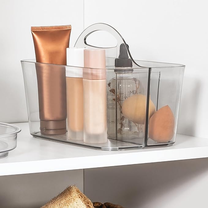 4-Section Storage Caddy with Handle - All-Purpose Storage Caddy Organizer - Set of 2 - Clear