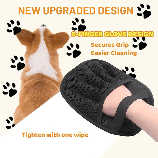 Five-Finger Electrostatic Pet Hair Remover Glove, Reusable Washable Magic Brush Pet Hair Remover Tool for Laundry, Couch, Carpet, Car Seat (1pcs)