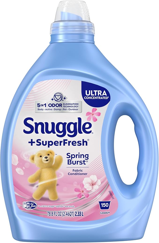 Snuggle Liquid Fabric Softener, SuperFresh Spring Burst, Eliminates Tough Odors, 2X Concentrated, 150 Loads (size may vary)