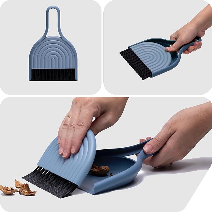 Peleg Design DustArch - Mini Dustpan and Brush Set, Small Dustpan and Broom with Modern Charm, Handheld Broom and Dustpan Set for Home, Office & Travel