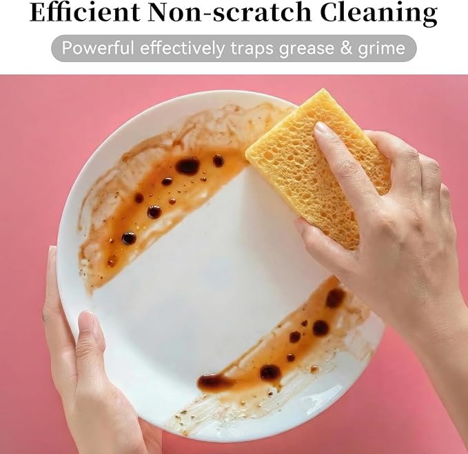 6 Pcs Kitchen Sponges for Dishes Cleaning, Non Scratch for Non Stick Cookware, Compressed Natural Cellulose Sponges, Dish Washing Scrubbers, Scrubbing Pads for Household, Bathroom (Multicolor)