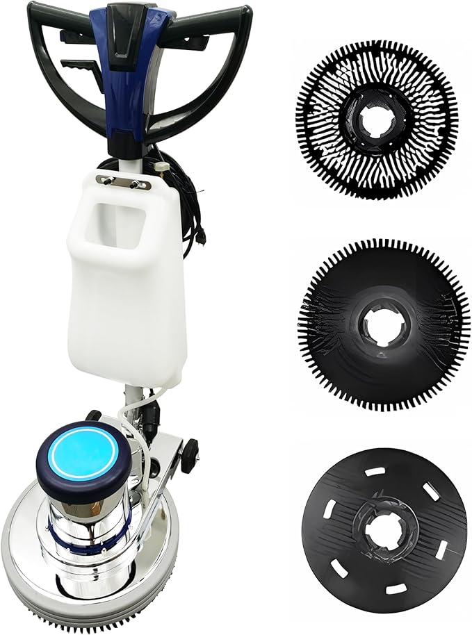 18" Commercial Floor Scrubber Buffer, Heavy Duty Polisher Machine- 1100W Motor, 12L Tank for Hotel Carpet/Tile Cleaning, Butterfly Handle, Low Noise 110V