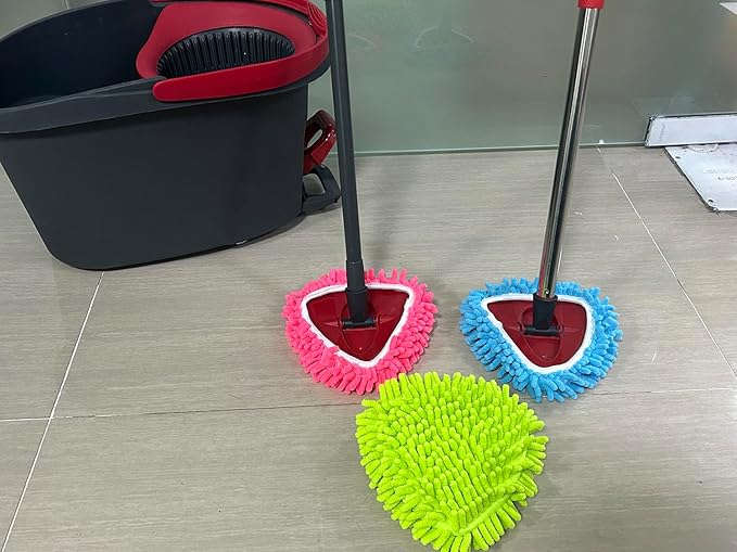 6 PCS Spin Mop Heads Replacements Compatible with Ocedar Easywring 1 Tank System Chenille Mops Duster Pad Washable Dust Refills Green Blue Red