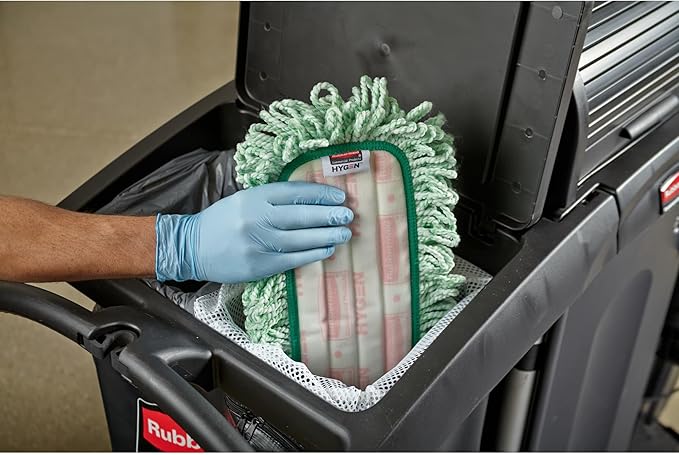 Rubbermaid Commercial Products HYGEN 60 inch Microfiber Dust Pad with Fringe, Green, For Janitorial/Professional Cleaners and Heavy-Duty industrial Cleaning/Dusting/Sweeping