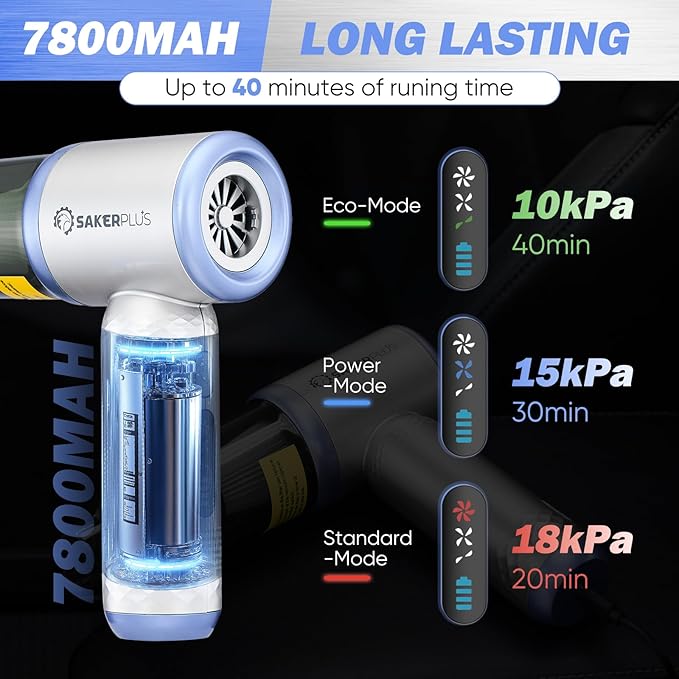 Mini Vacuum Cleaner, 3 in 1 Cordless Handheld Vacuum Cleaners, 18000Pa High Power Car Vacuum Cleaner with Brushless Motor,Adjustable Car Vaccum Portable Cordless for Cars,Desktop-Blue