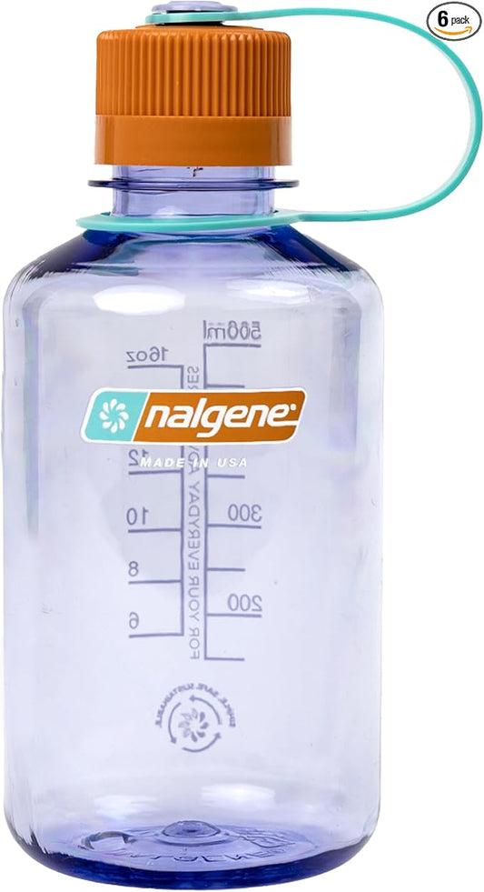 Nalgene Sustain Tritan BPA-Free Water Bottle Made with Material Derived from 50% Plastic Waste (Using ISCC Certified Mass Balance), 16 OZ, Narrow Mouth, Amethyst (Pack of 6)