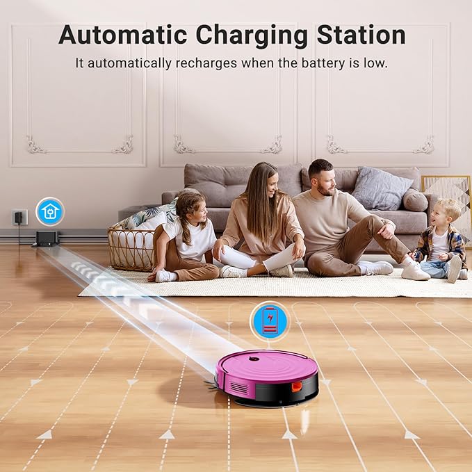 Robot Vacuum and Mop Combo 5000Pa 650mL 2 in 1 Mopping Robot Vacuum Cleaner Schedule WiFi/Alexa/App Smart Self-Charging Robotic Vacuum Ultra-Slim