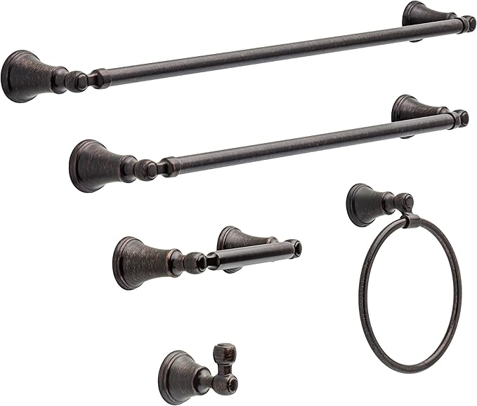 Delta Woodhurst (1-Pack) Toilet Paper Holder Venetian Bronze Tissue Roll Holder for Bathroom Organization and Storage Pivoting Toilet Tissue Holder Wall Bathroom Accessories 73250-RB