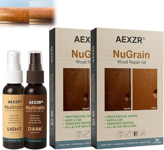 NuGrain Wood Repair Kit, Easy-Fix Wood Furniture Repair, Professional Wood Floor Scratch Repair - Restores Wood Scratch, Covers Nicks, Marks, Minor Defects (2)