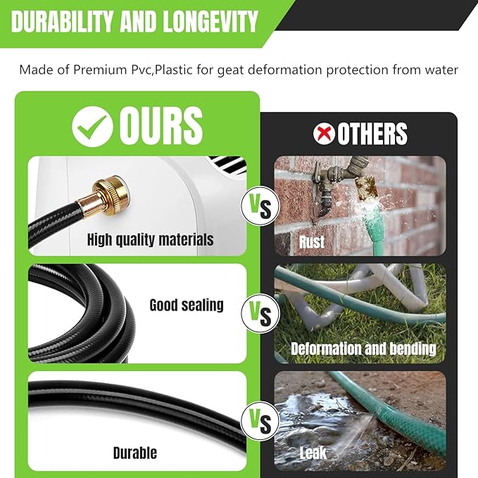 Drain Hose for Dehumidifier Indoor 26FT Dehumidifier Drain Hose with 3/4 inch FHT Brass Fitting, Leak Proof Dehumidifier Hose Fits Most Models, Black