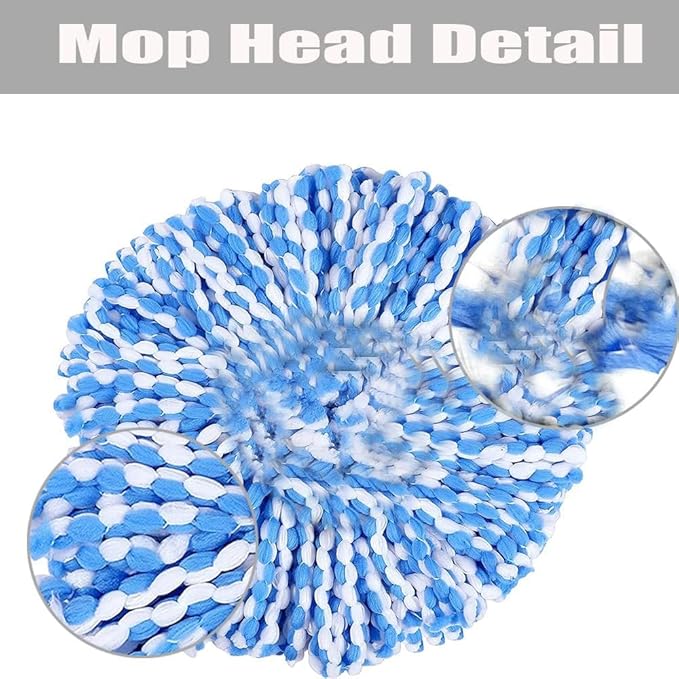 Spin Mop Replace Head, Base, Handle Compatible with O Cedar EasyWring RinseClean Microfiber Spin Mop, 4 Microfiber Mop Refills, 1 Triangle Mop Base and 58in Mop Handle (Blue (2-Tank System))
