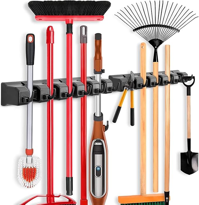 for 2 Pack Mop and Broom Holder, Wall Mounted Organizer Mop and Broom Storage Tool R