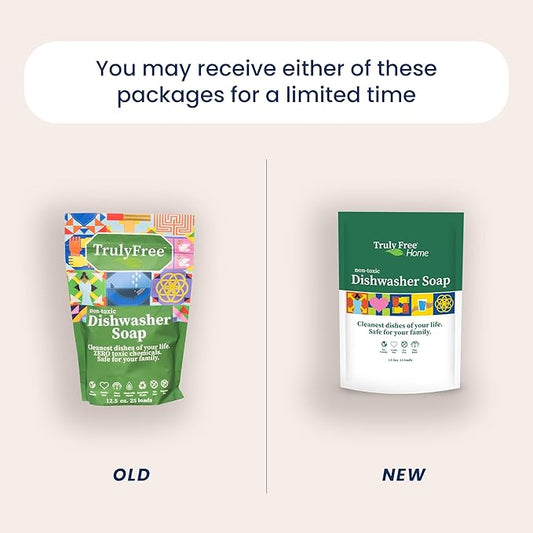 Truly Free Dishwasher Detergent Powder | Natural Dish Detergent, Dishwasher Soap | Plastic Free, Plant-Based, Clean, Heavy Duty Hard Water Stain & Grease Remover | Fragrance Free | 12.5 oz (Pack of 1)