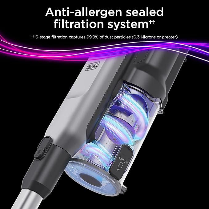BLACK+DECKER Cordless Vacuum, Stick Vacuum Cordless for Hardwood Floor and Carpet, LED Floor Lights, Bagless, Lightweight Portable, Removable Floorhead, SUMMITSERIES (BHFEA640WG)
