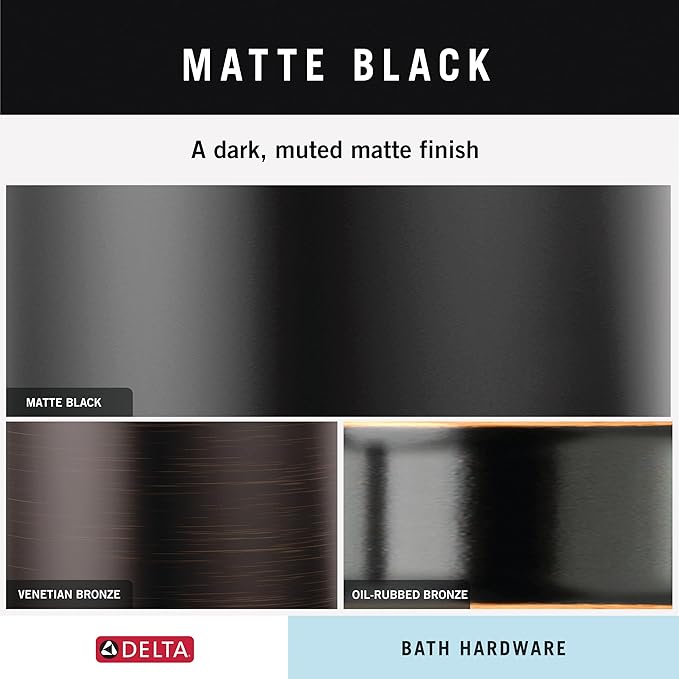DELTA FAUCET 77618-BL Stryke 18-in Wall Mount Towel Bar Bath Hardware Accessory in Matte Black