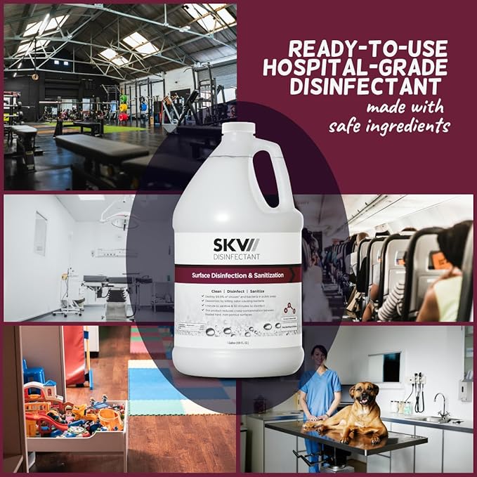SKV Surface Disinfection and Sanitization | Cleans, Deodorizes, and Disinfects, Made with Hypochlorous Acid and Destroys 99.9% of Viruses and Bacteria. 1 Gallon