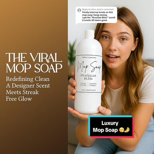 Mop Soap Highly Scented Fragrance, Long Lasting Luxury Floor Cleaner for Hardwood, Tile, Laminate & Stone, Low Suds No Residue Formula, All Mop Types, Made in USA, 32oz Brazilian Bliss Fragrance